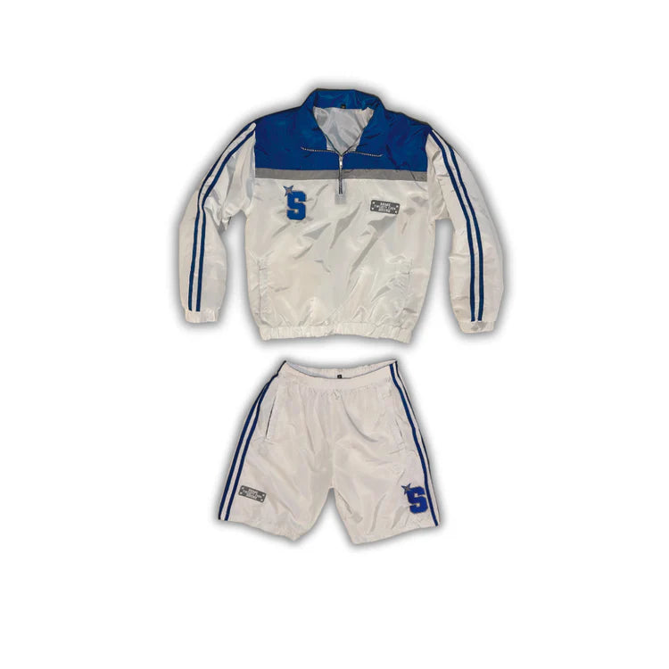 Windbreaker Short Set (White/Blue) - VOTY